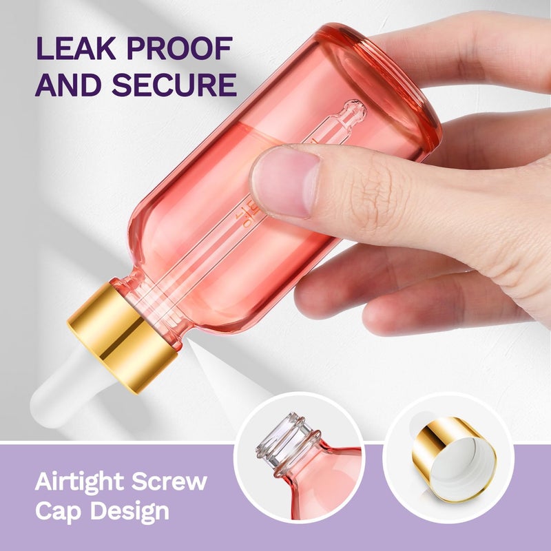 Bumobum 2 oz Glass Dropper Bottles, 2 pack Pink Lab dispensing Bottles for Essential Oils with Funnel, Labels & Pipette, Eye Tincture Bottle with Measured Dropper - Image 4